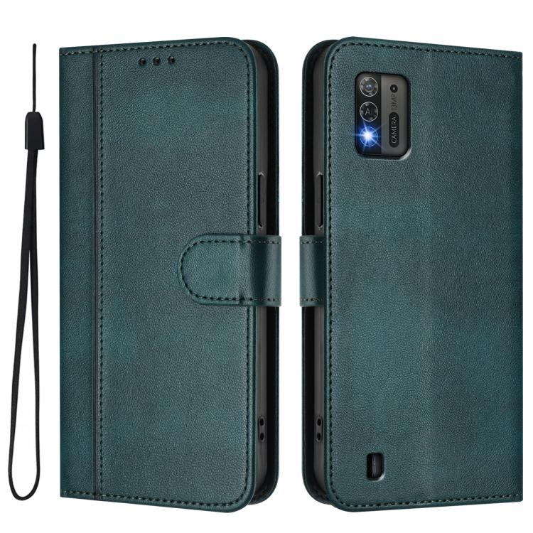 For ZTE Blade A52 Lite Line Splicing Buckle Retro Leather Phone Case