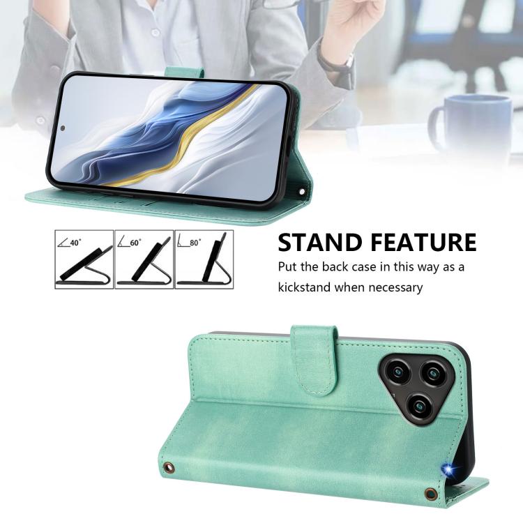 For ZTE Blade A76 4G Line Splicing Buckle Retro Leather Phone Case