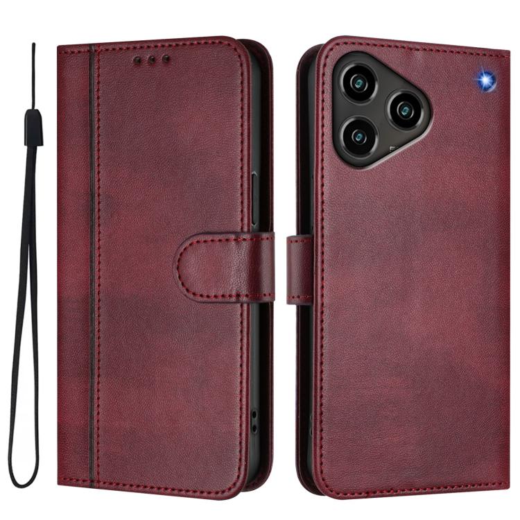 For ZTE Blade A76 4G Line Splicing Buckle Retro Leather Phone Case