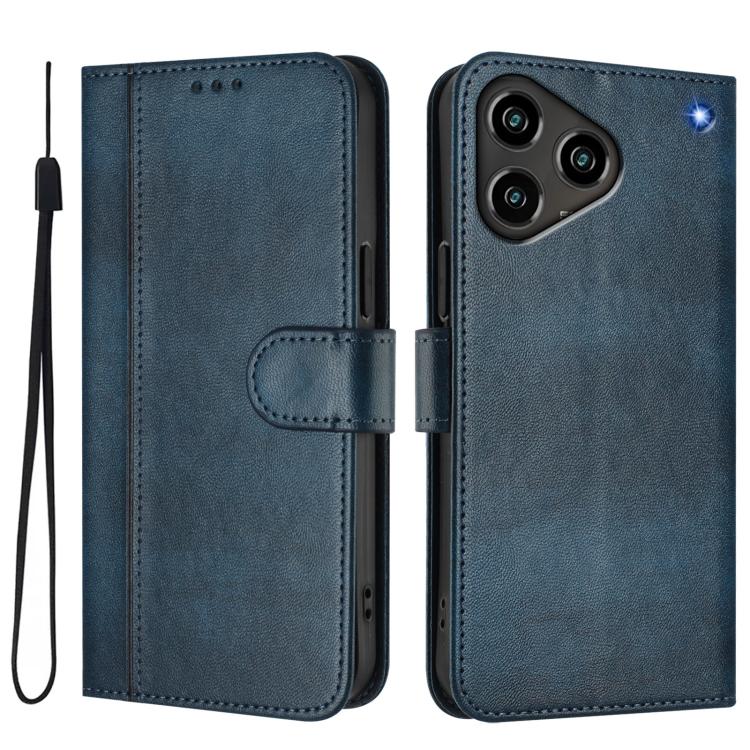 For ZTE Blade A76 4G Line Splicing Buckle Retro Leather Phone Case