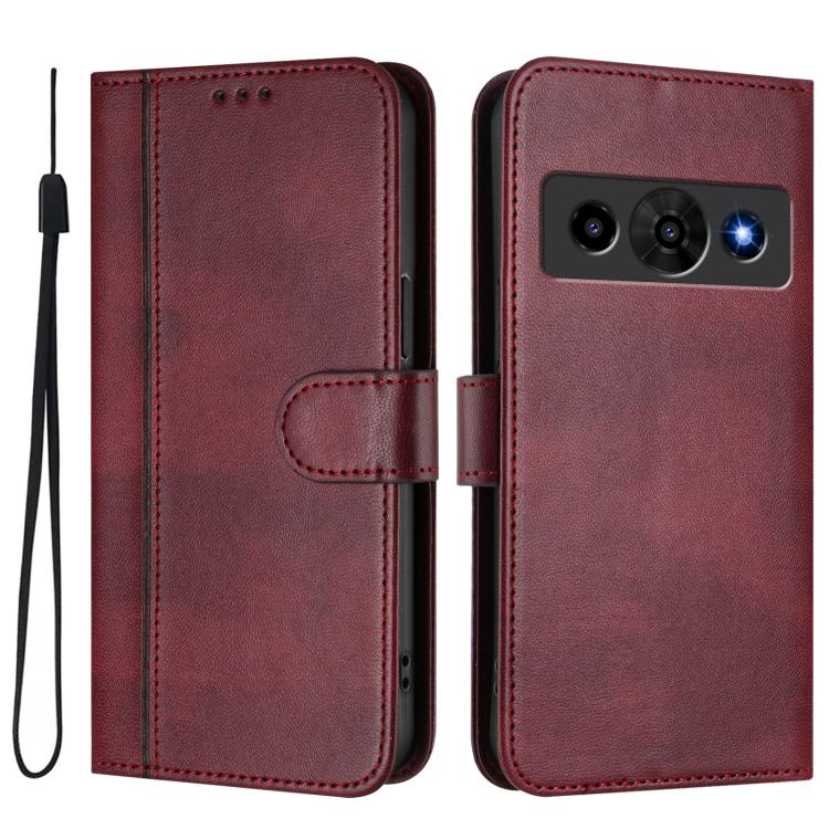 For ZTE Optus X Value 5G Line Splicing Buckle Retro Leather Phone Case