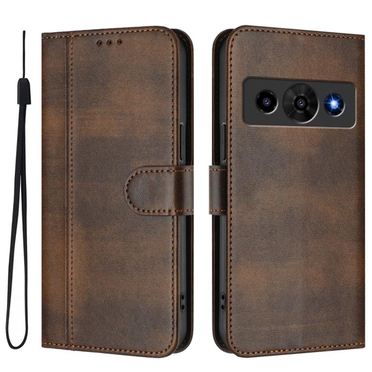 For ZTE Optus X Value 5G Line Splicing Buckle Retro Leather Phone Case