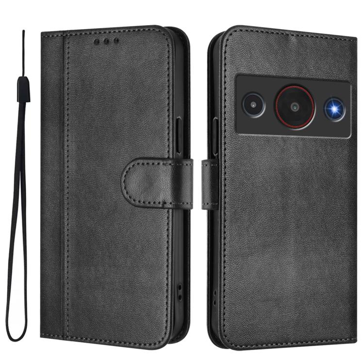 For ZTE A75 Pro / Telstra T-Elite 5G Line Splicing Buckle Retro Leather Phone Case