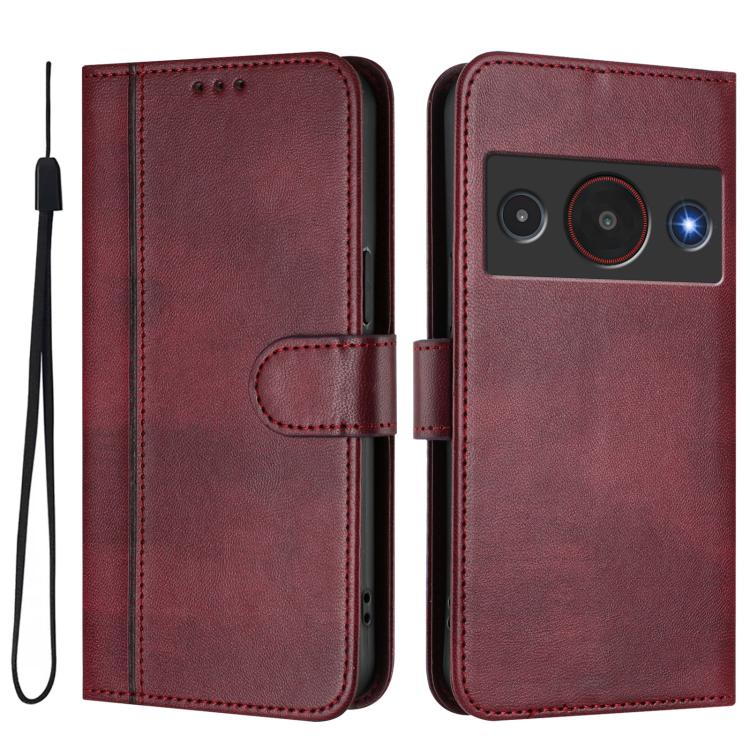 For ZTE A75 Pro / Telstra T-Elite 5G Line Splicing Buckle Retro Leather Phone Case