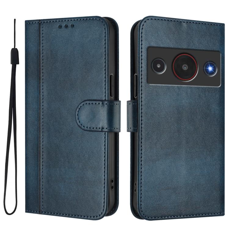 For ZTE A75 Pro / Telstra T-Elite 5G Line Splicing Buckle Retro Leather Phone Case