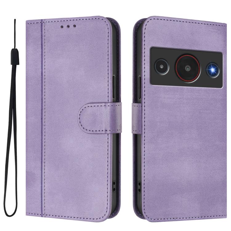 For ZTE A75 Pro / Telstra T-Elite 5G Line Splicing Buckle Retro Leather Phone Case