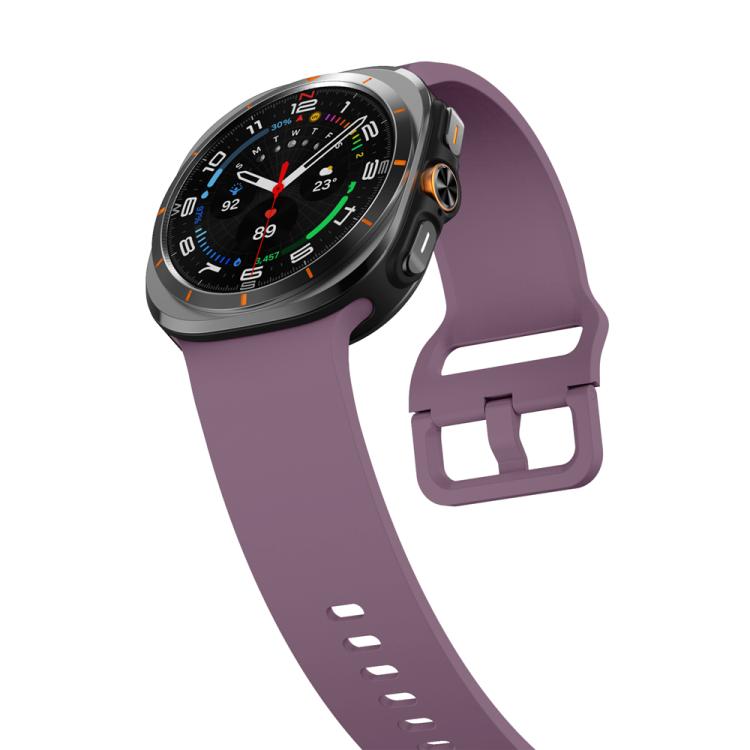 For Samsung Galaxy Watch Ultra 47mm / Ultra 2025 Solid Color Colorful Buckle Silicone Watch Band