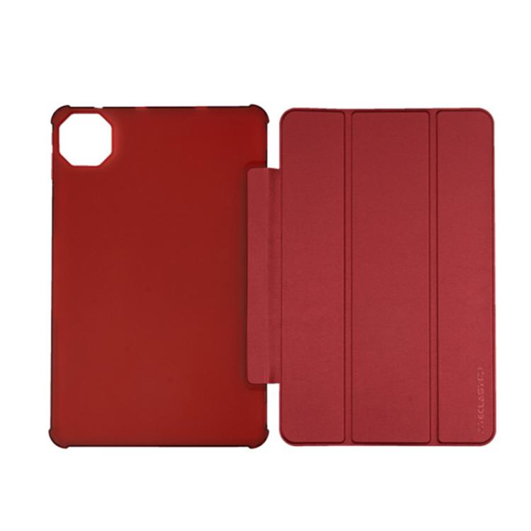 For Teclast T60AI 3-Fold Holder Folio Leather Tablet Smart Case - Red
