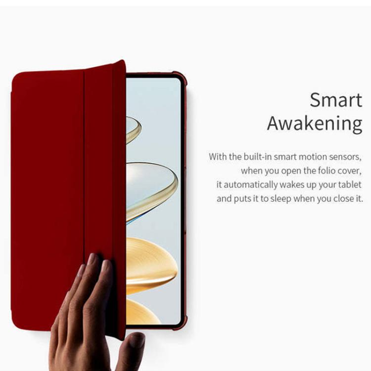 For Teclast T60AI 3-Fold Holder Folio Leather Tablet Smart Case - Red