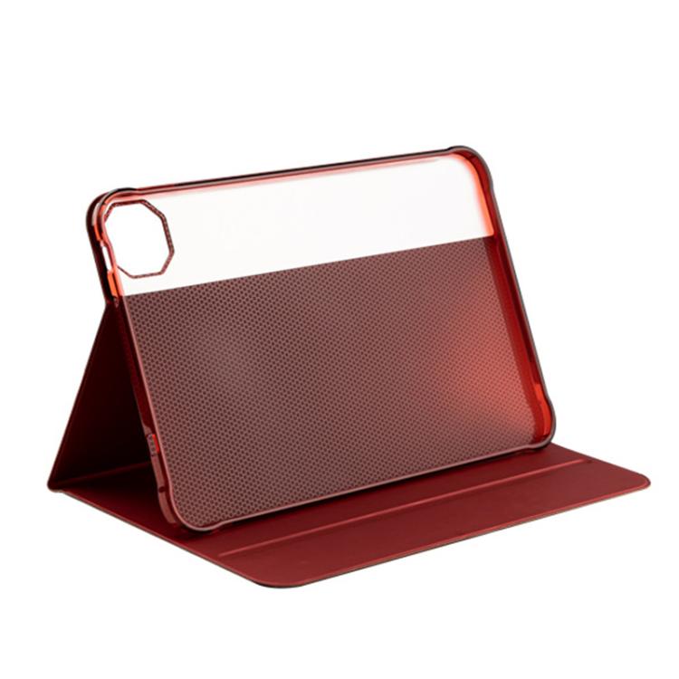 For Teclast T65 Plus 3-Fold Holder Folio Leather Tablet Smart Case - Red