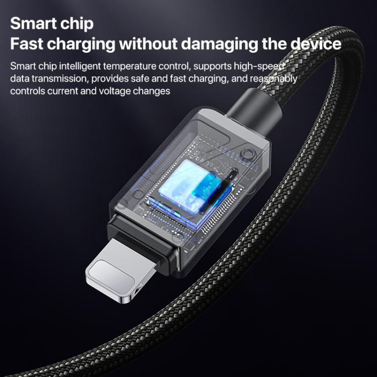 Yesido CA135L 12W 2.4A USB to 8 Pin Zinc Alloy Data Cable, Length:1.2m - Black