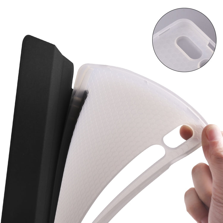 For Samsung Galaxy Tab S8 / Galaxy Tab S7 T870 11 inch Horizontal Flip Anti-fall Transparent Leather Case with Three-folding Holder & Pen Slot