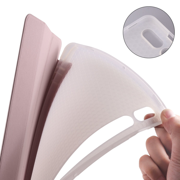 For Samsung Galaxy Tab S8 / Galaxy Tab S7 T870 11 inch Horizontal Flip Anti-fall Transparent Leather Case with Three-folding Holder & Pen Slot