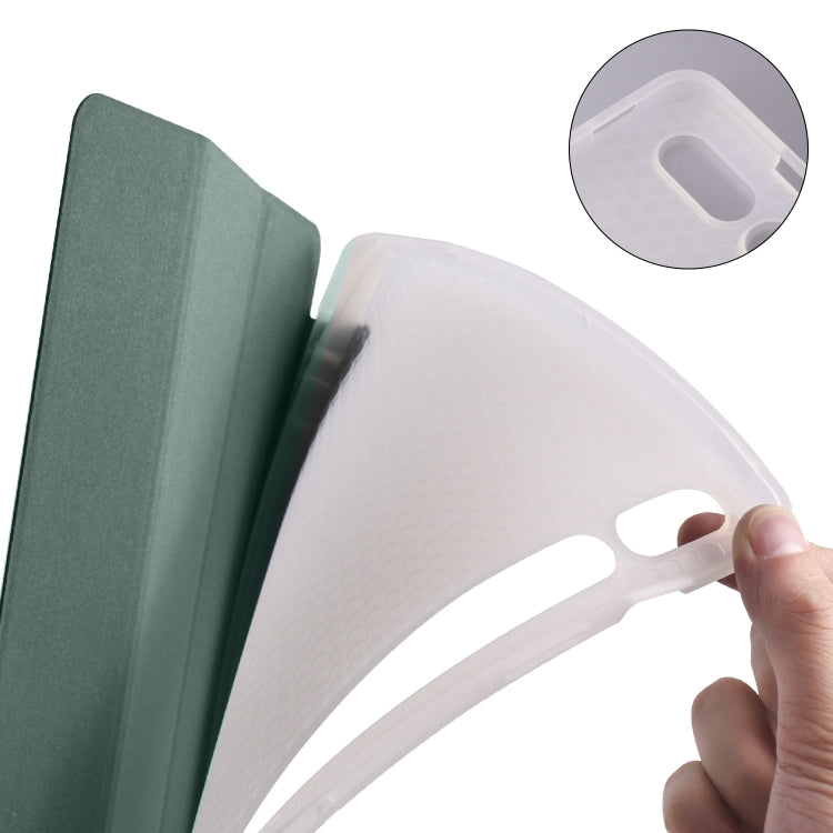 For Samsung Galaxy Tab S8 / Galaxy Tab S7 T870 11 inch Horizontal Flip Anti-fall Transparent Leather Case with Three-folding Holder & Pen Slot