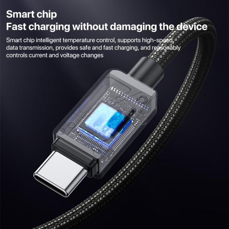 Yesido CA135C 18W 3A USB to USB-C / Type-C Zinc Alloy Data Cable, Length:1.2m - Black