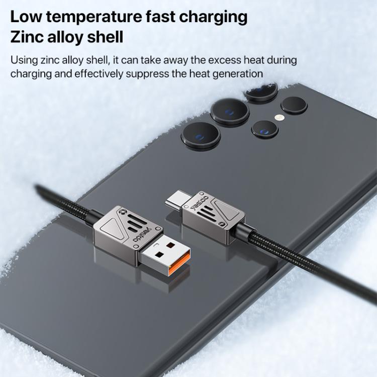 Yesido CA135C 18W 3A USB to USB-C / Type-C Zinc Alloy Data Cable, Length:1.2m - Black