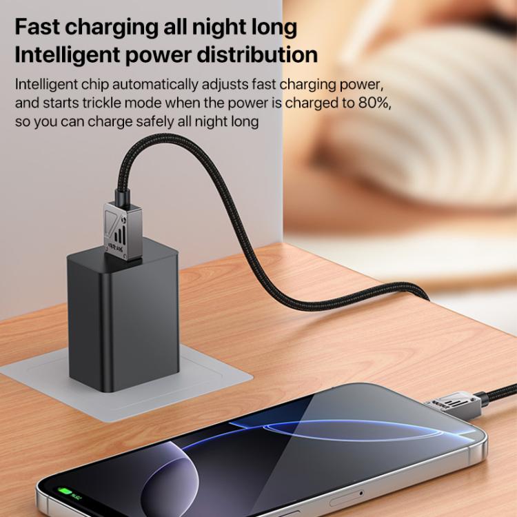 Yesido CA135C 18W 3A USB to USB-C / Type-C Zinc Alloy Data Cable, Length:1.2m - Black