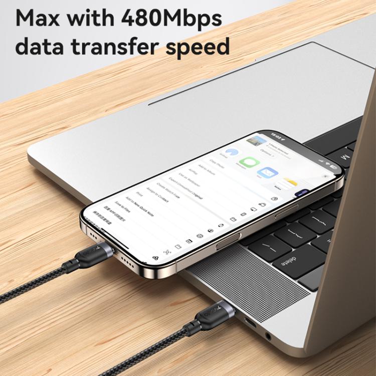Yesido CA190 60W 3A USB-C / Type-C to Type-C Charging Data Cable, Length:1.2m - Black