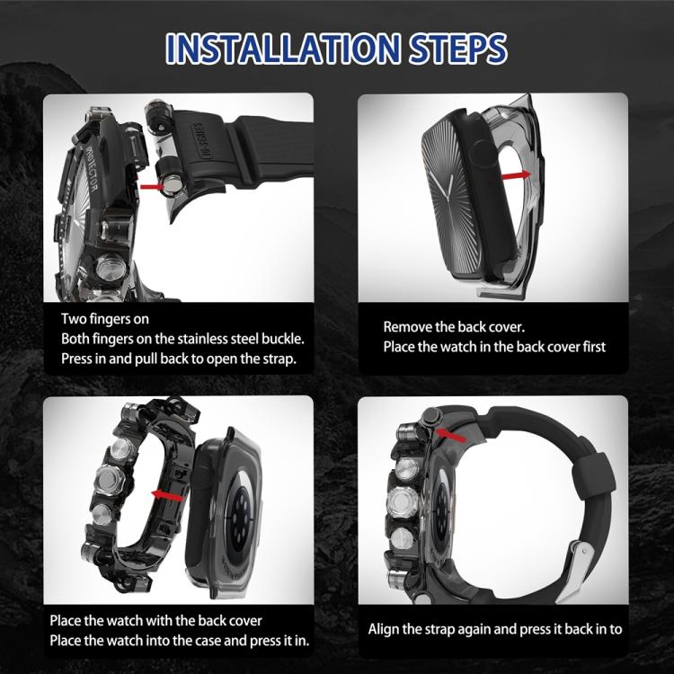 For Apple Watch Series 10 / 11 46mm Metal Case Integrated Silicone Watch Band