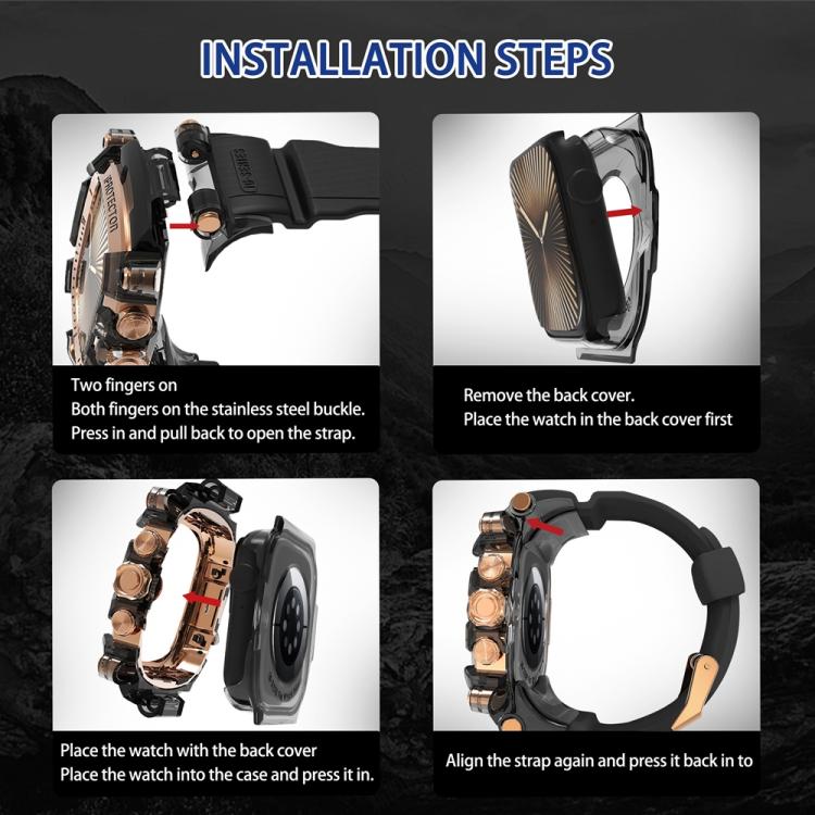 For Apple Watch Series 10 / 11 46mm Metal Case Integrated Silicone Watch Band