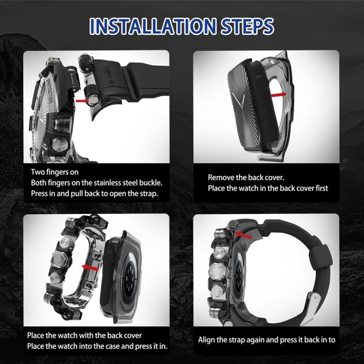 For Apple Watch Series 10 / 11 46mm Metal Case Integrated Silicone Watch Band