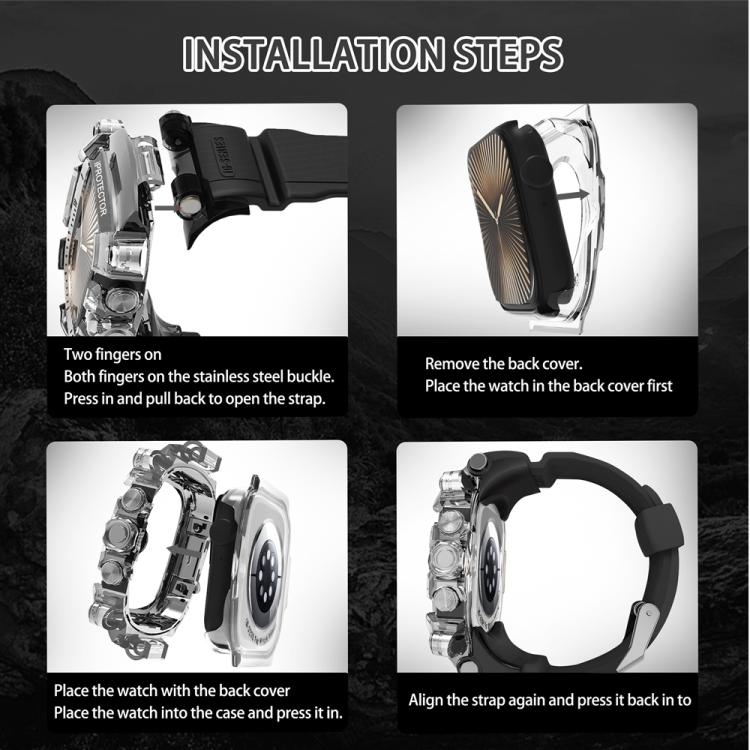 For Apple Watch Series 10 / 11 46mm Metal Case Integrated Silicone Watch Band