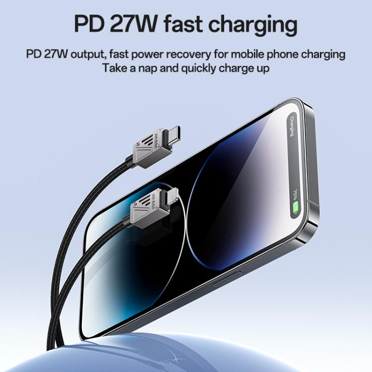 Yesido CA195 27W 3A USB-C / Type-C to 8 Pin Zinc Alloy Data Cable, Length:1.2m - Black