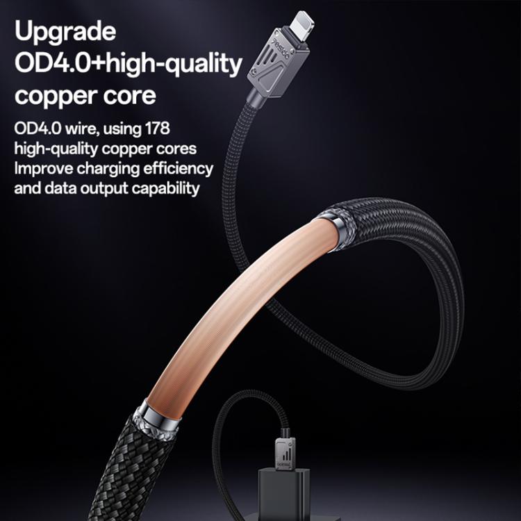 Yesido CA195 27W 3A USB-C / Type-C to 8 Pin Zinc Alloy Data Cable, Length:1.2m - Black