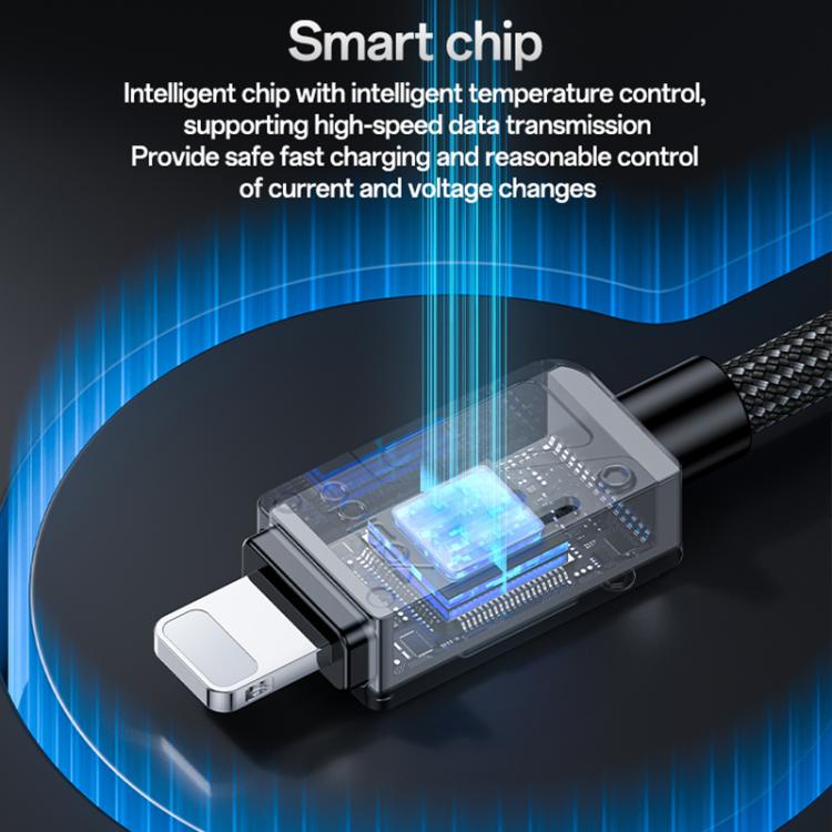 Yesido CA195 27W 3A USB-C / Type-C to 8 Pin Zinc Alloy Data Cable, Length:1.2m - Black