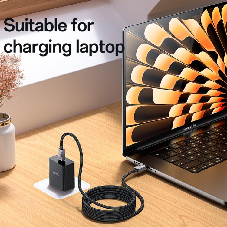 Yesido CA196 60W 3A USB-C / Type-C to Type-C Zinc Alloy Data Cable, Length:1.2m - Black