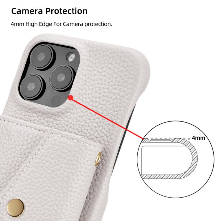 For iPhone 16 Litchi Texture Horizontal Card Bag Holder Phone Case with Long Lanyard