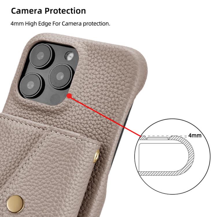 For iPhone 14 Plus Litchi Texture Horizontal Card Bag Holder Phone Case with Long Lanyard