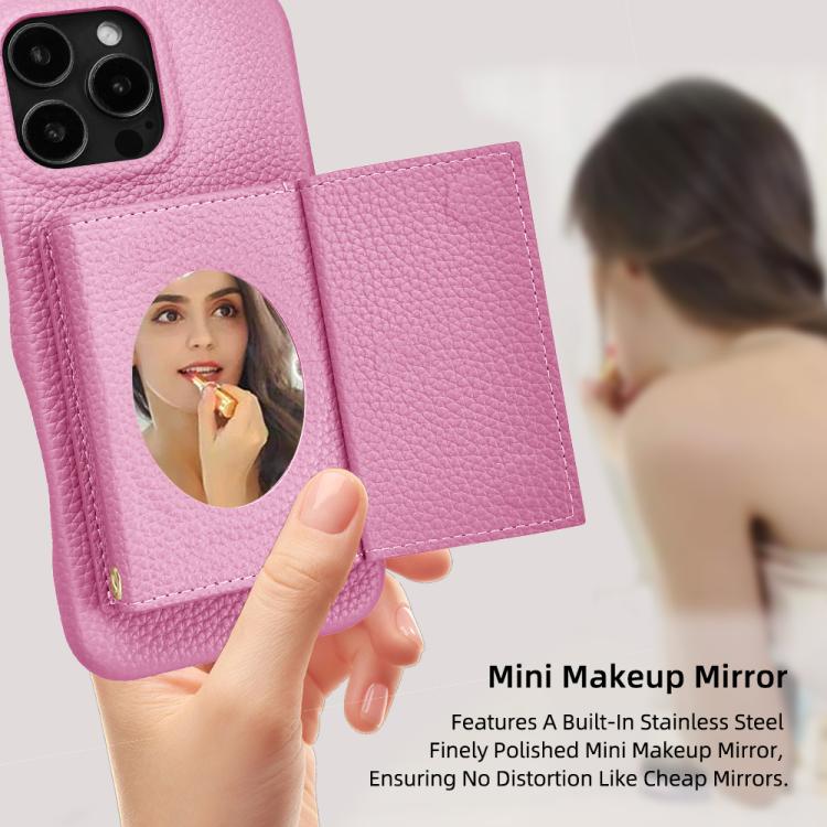 For iPhone 14 Plus Litchi Texture Horizontal Card Bag Holder Phone Case with Long Lanyard