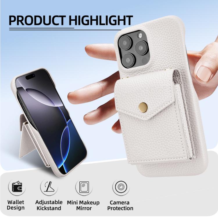 For iPhone 15 Pro Max Litchi Texture Vertical Card Bag Holder Phone Case with Long Lanyard
