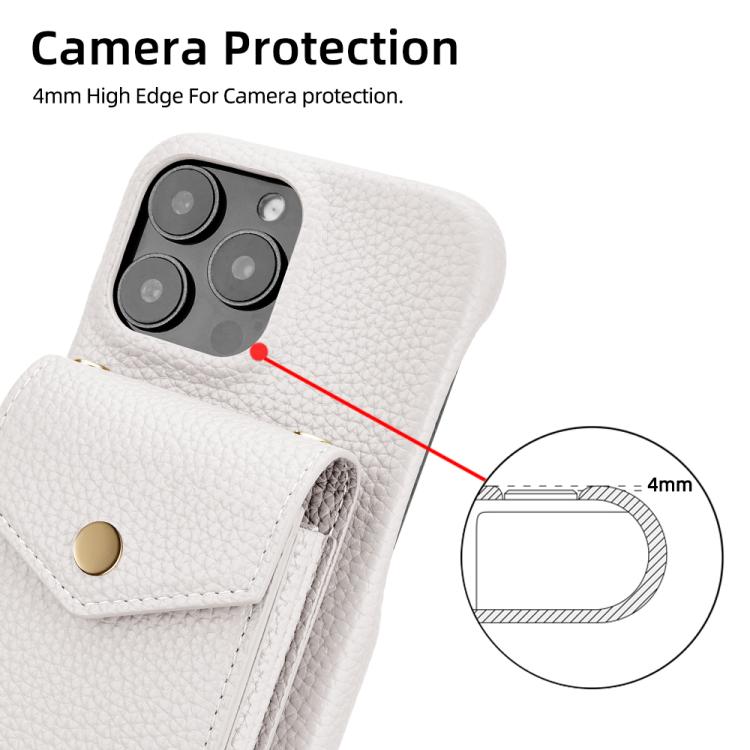 For iPhone 15 Pro Max Litchi Texture Vertical Card Bag Holder Phone Case with Long Lanyard