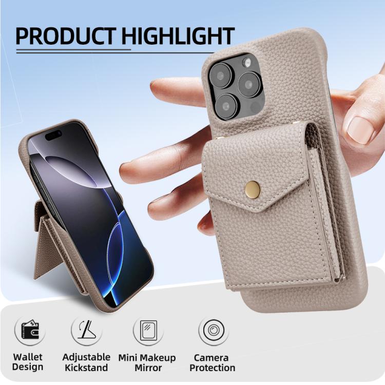 For iPhone 14 Pro Max Litchi Texture Vertical Card Bag Holder Phone Case with Long Lanyard