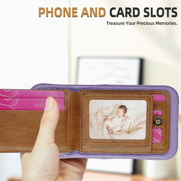 For iPhone 15 Pro Max Litchi Texture Leather Ring Card Bag Holder Phone Case
