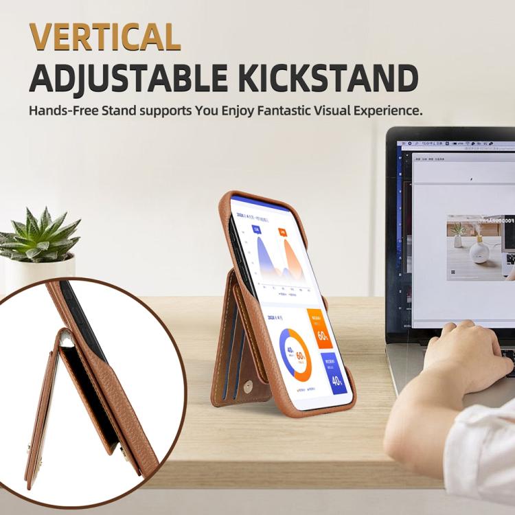 For iPhone 14 / 13 Litchi Texture Leather Ring Card Bag Holder Phone Case