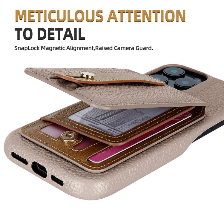 For iPhone 14 Pro Max Litchi Texture Leather Ring Card Bag Holder Phone Case