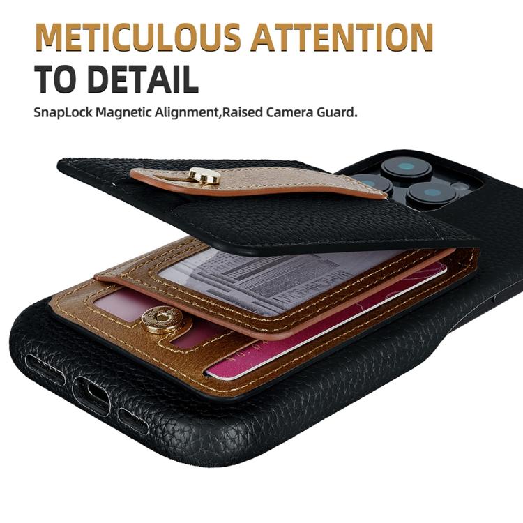 For iPhone 12 / 12 Pro Litchi Texture Leather Ring Card Bag Holder Phone Case