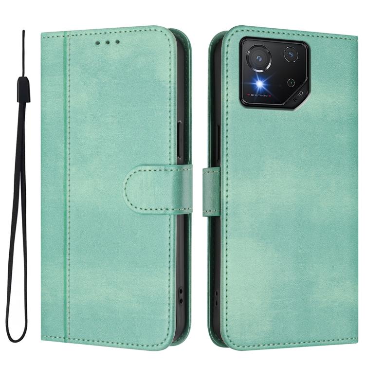For ASUS ROG Phone 8 / 8 Pro Line Splicing Buckle Retro Leather Phone Case
