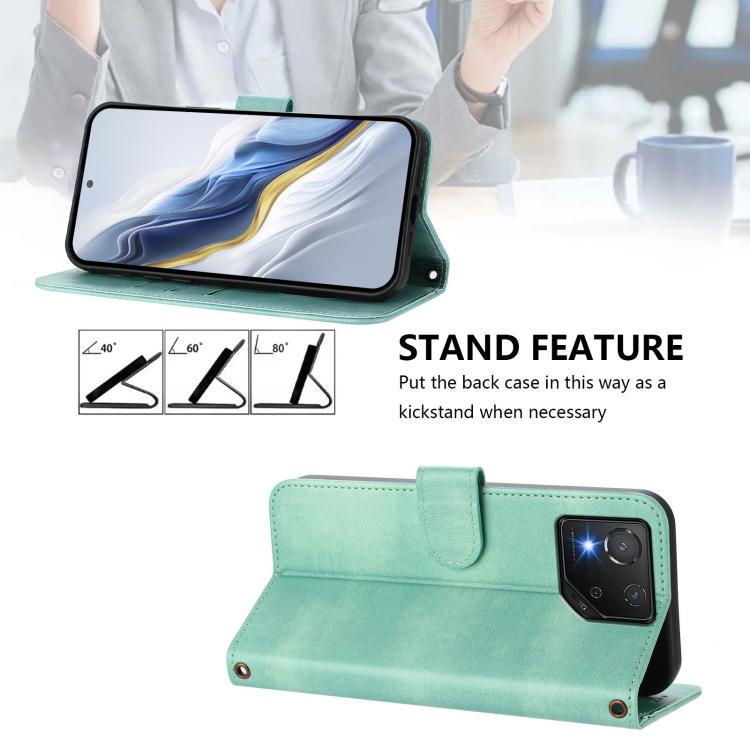 For ASUS ROG Phone 8 / 8 Pro Line Splicing Buckle Retro Leather Phone Case