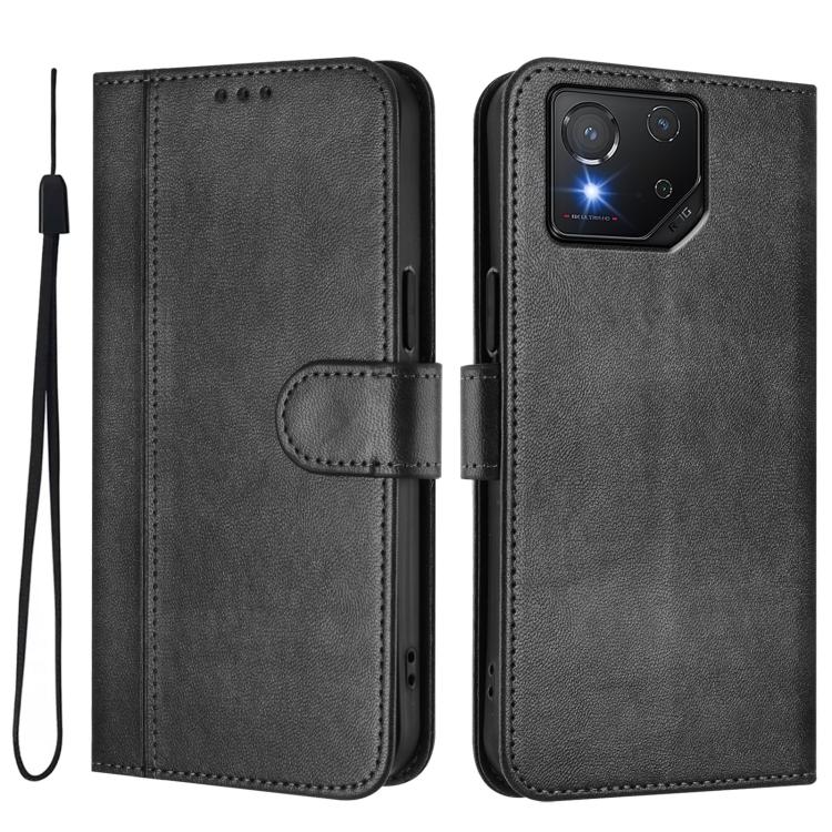 For ASUS ROG Phone 8 / 8 Pro Line Splicing Buckle Retro Leather Phone Case