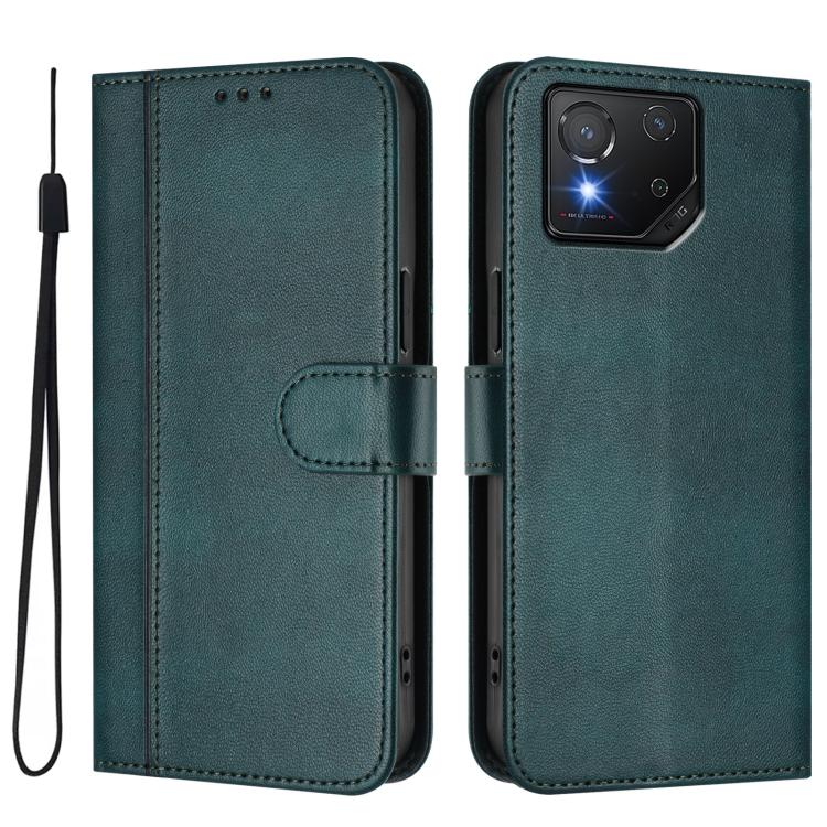 For ASUS ROG Phone 8 / 8 Pro Line Splicing Buckle Retro Leather Phone Case