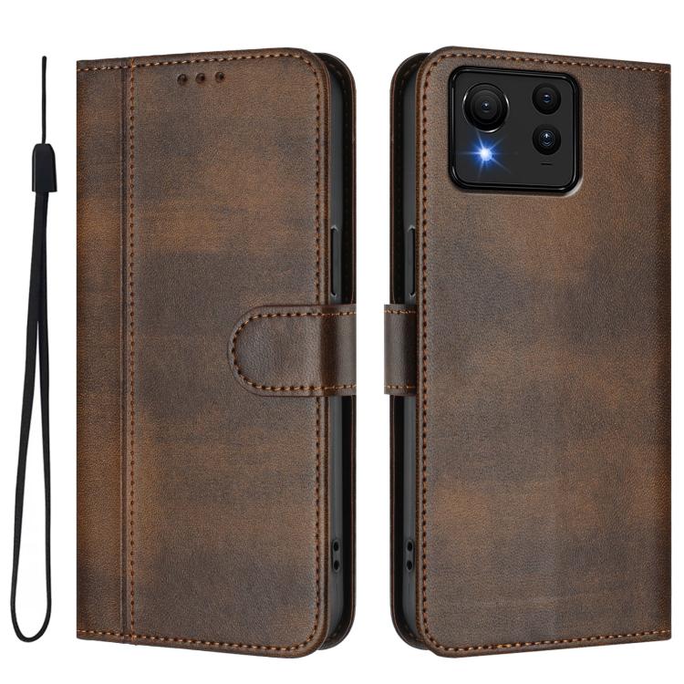 For ASUS Zenfone 11 Ultra Line Splicing Buckle Retro Leather Phone Case