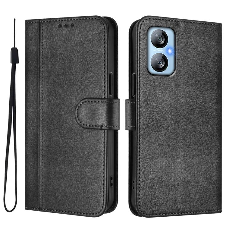 For Blackview A52 / A52 Pro Line Splicing Buckle Retro Leather Phone Case