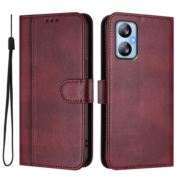 For Blackview A52 / A52 Pro Line Splicing Buckle Retro Leather Phone Case