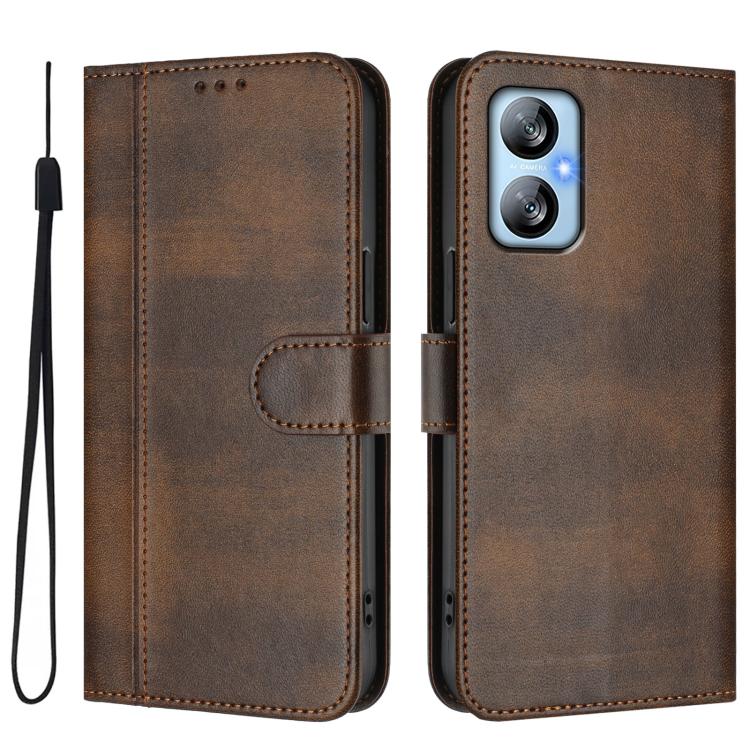 For Blackview A52 / A52 Pro Line Splicing Buckle Retro Leather Phone Case