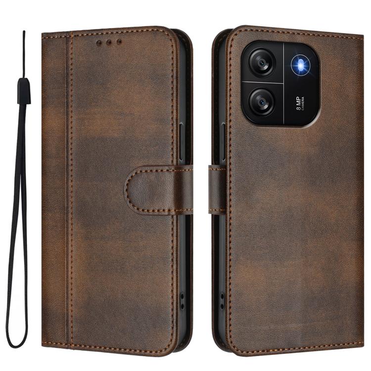 For Blackview Wave 6C Line Splicing Buckle Retro Leather Phone Case