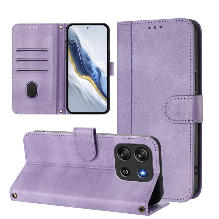 For Blackview Oscal Flat 1C Line Splicing Buckle Retro Leather Phone Case